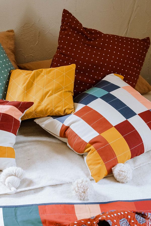 Slide View: 2: Anchal Multi Check Throw Pillow