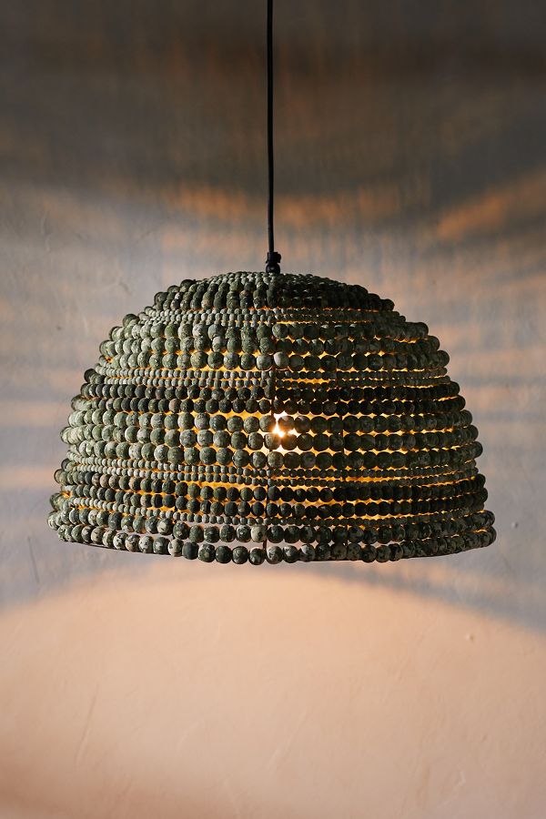 Slide View: 2: Wood Beaded Chandelier, Dome