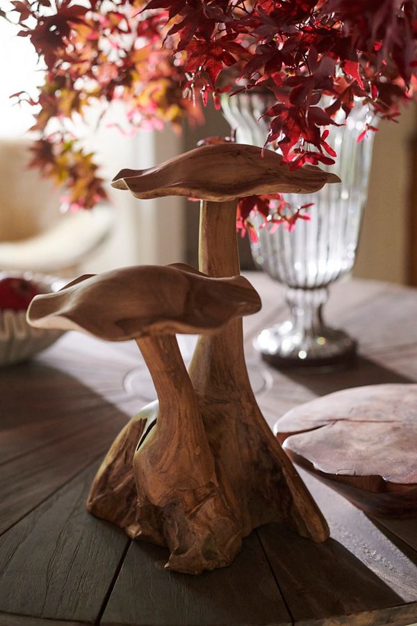 Slide View: 8: Teak Mushroom, Pair