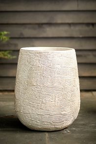 Slide View: 1: Fiber Concrete Textured Tall Planter, 22"