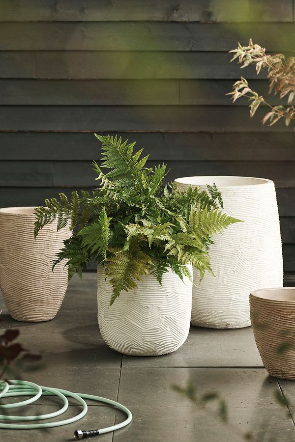 Slide View: 1: Fiber Concrete Textured U Planter, 15"