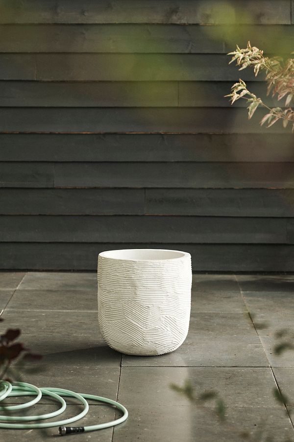 Slide View: 2: Fiber Concrete Textured U Planter, 15"