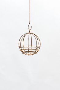 Slide View: 3: Sphere Rust Patina Hanging Basket, 10"