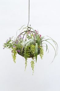 Slide View: 2: Sphere Rust Patina Hanging Basket, 14"