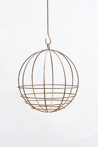 Slide View: 2: Sphere Rust Patina Hanging Basket, 23"