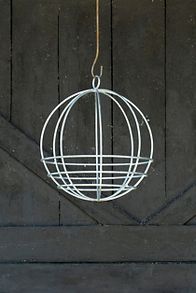 Slide View: 2: Zinc Sphere Hanging Basket, 14"