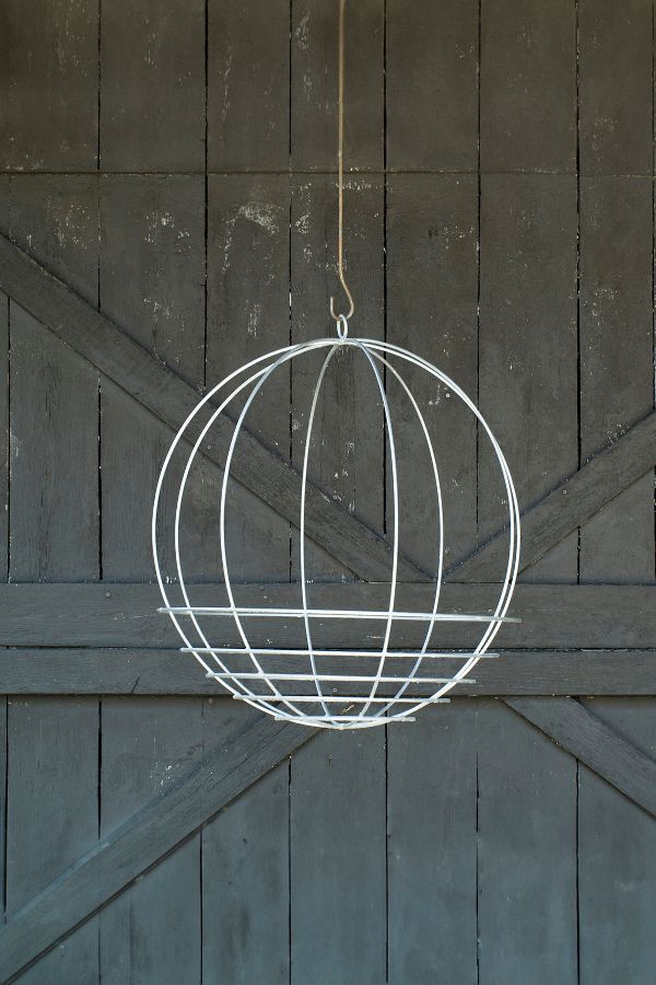 Slide View: 3: Zinc Sphere Hanging Basket, 18"