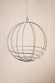 Slide View: 2: Zinc Sphere Hanging Basket, 23"