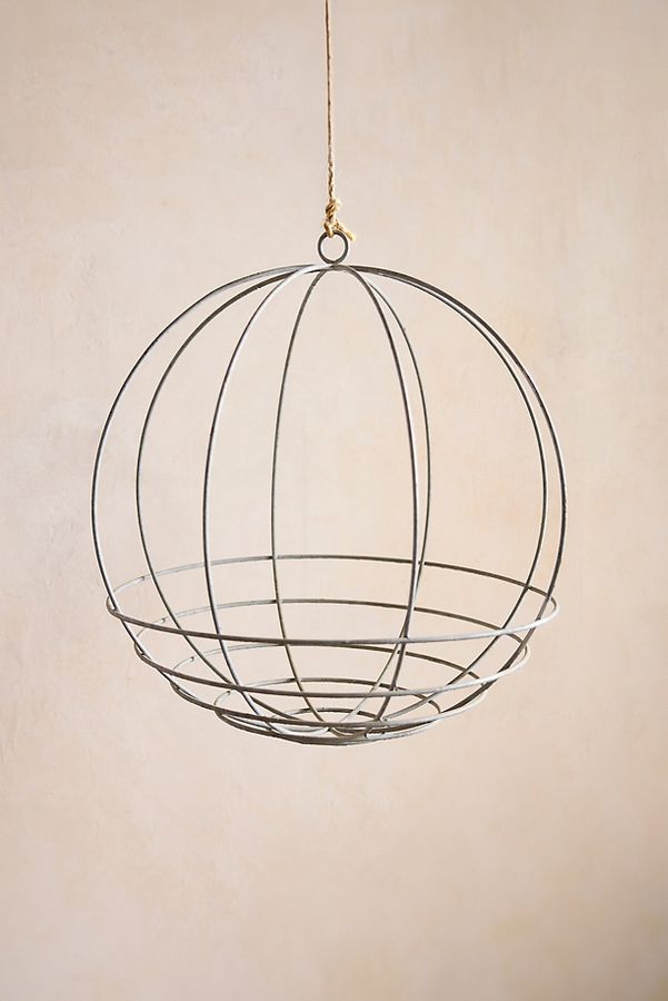 Slide View: 2: Zinc Sphere Hanging Basket, 23"