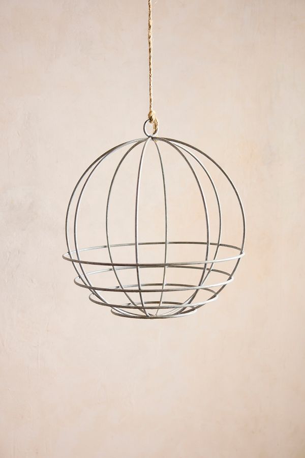 Slide View: 3: Zinc Sphere Hanging Basket, 23"