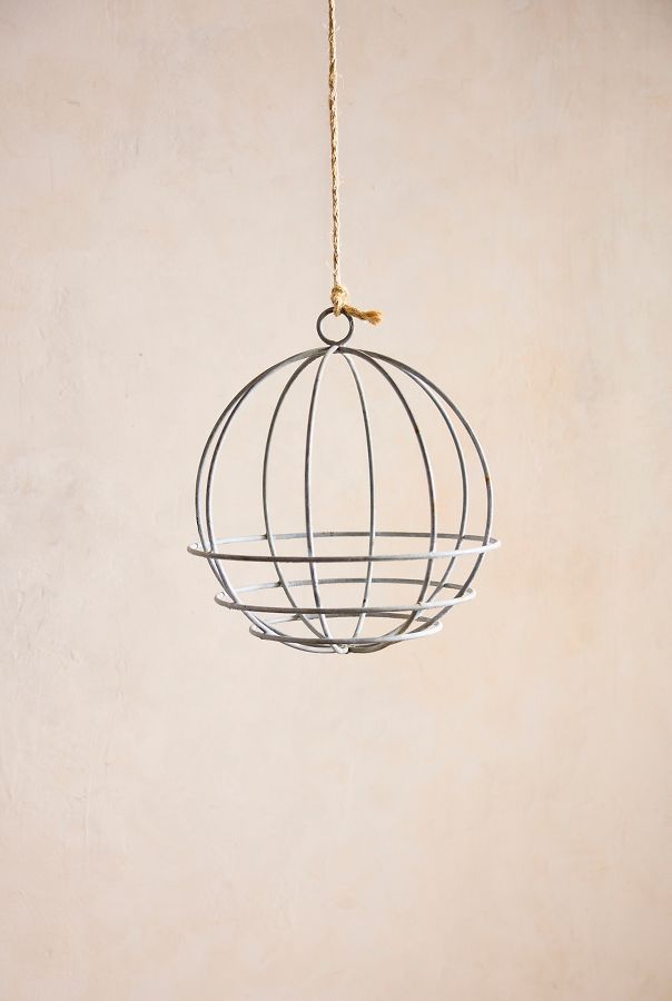 Slide View: 4: Zinc Sphere Hanging Basket, 23"