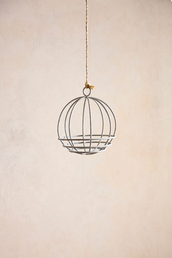 Slide View: 5: Zinc Sphere Hanging Basket, 23"