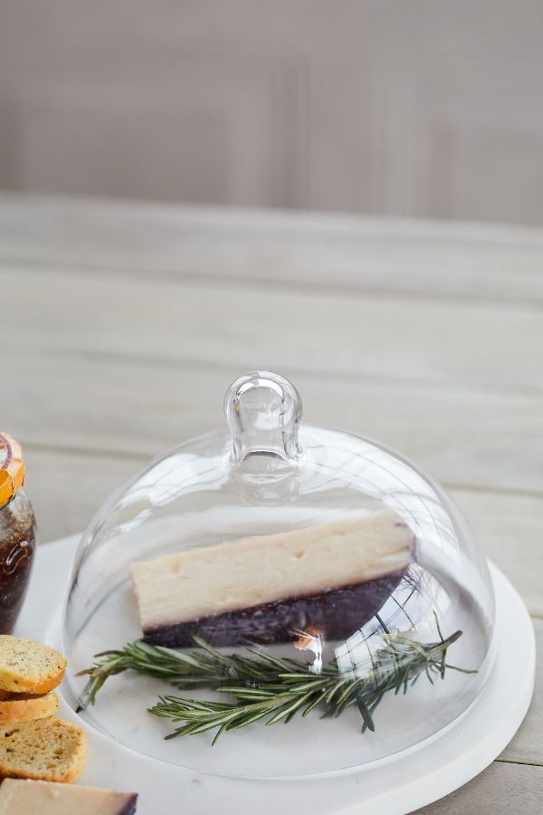 Slide View: 2: Marble Serving Board with Cloche