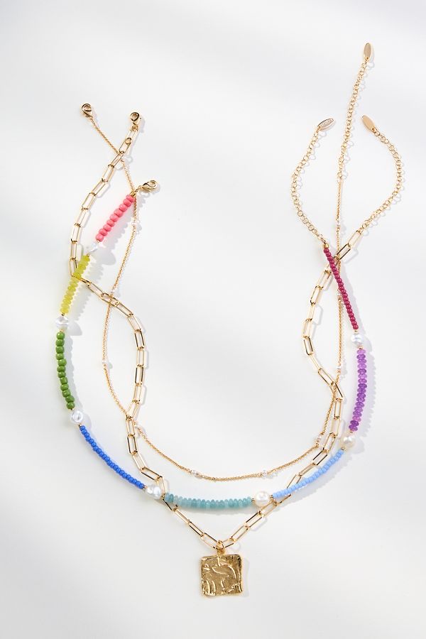 Slide View: 1: Shades of Sea Layered Necklaces