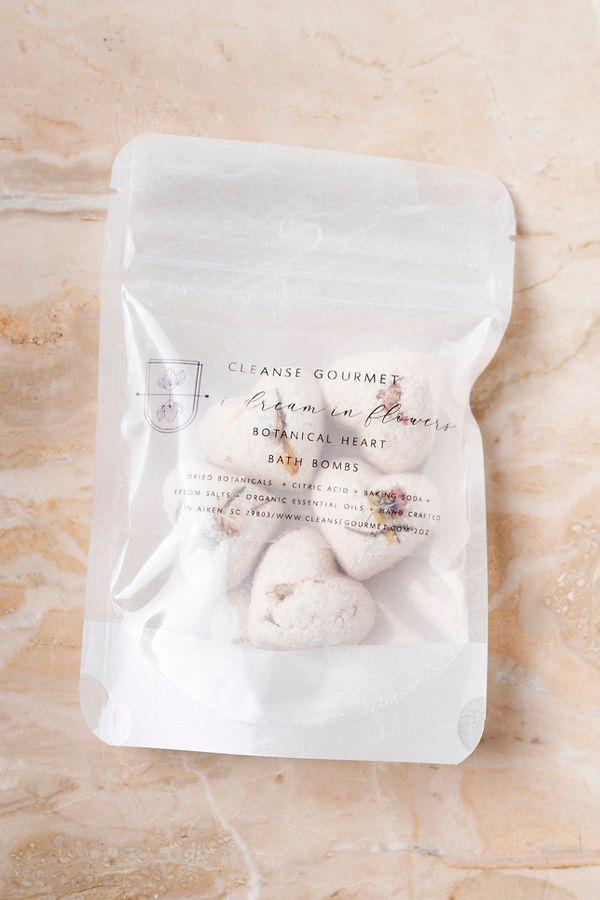 Slide View: 5: Mini Floral Botanical Heart Bath Bombs, Set of 6