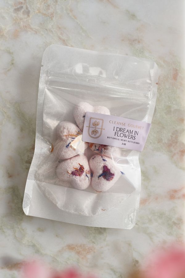 Slide View: 2: Mini Floral Botanical Heart Bath Bombs, Set of 6