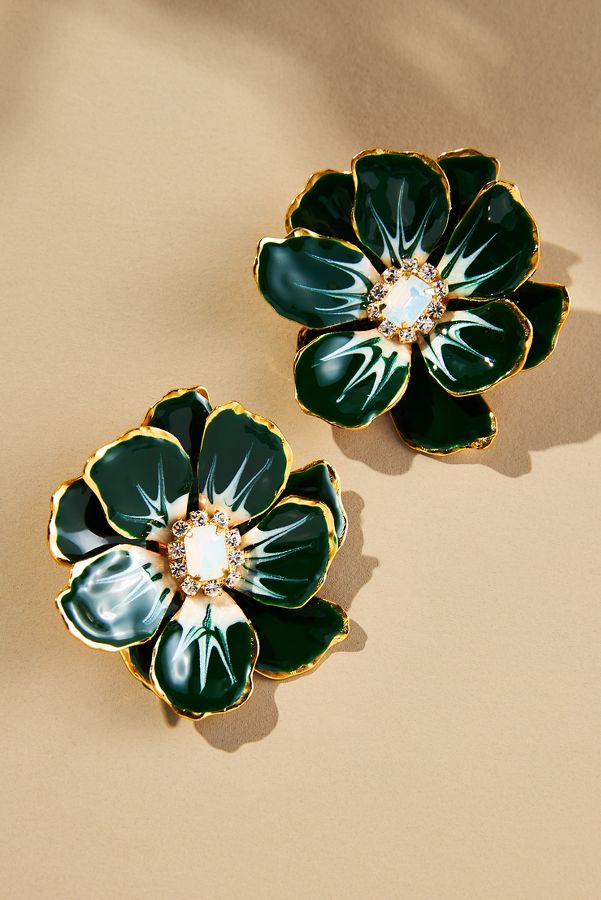 Slide View: 1: The Pink Reef Hand-Painted Earrings