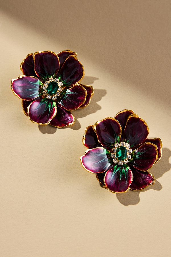 Slide View: 1: The Pink Reef Hand-Painted Earrings