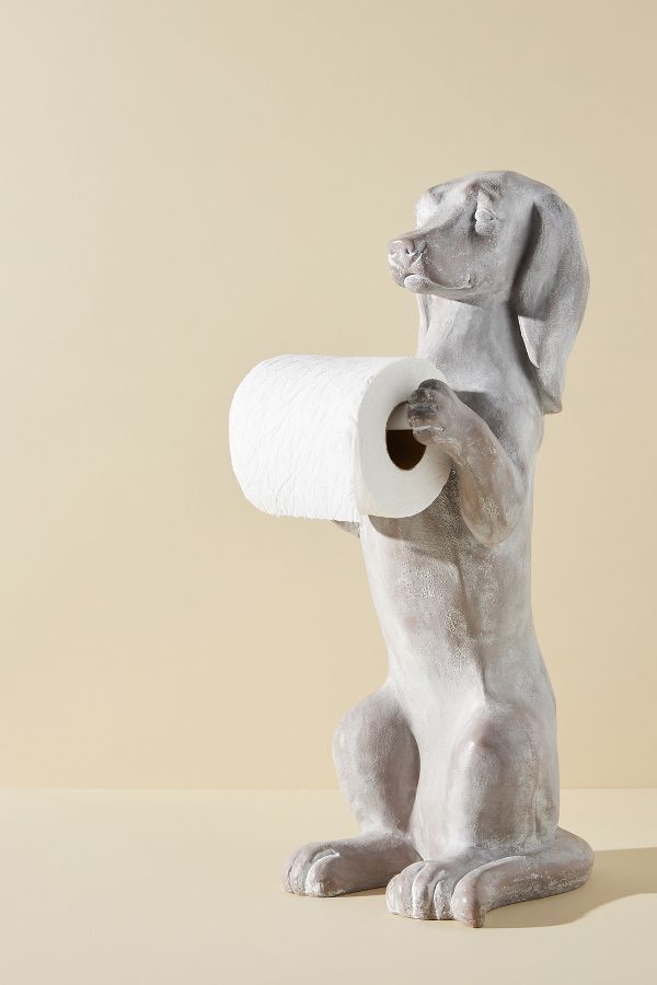 Slide View: 1: Delightful Dog Standing Toilet Paper Holder