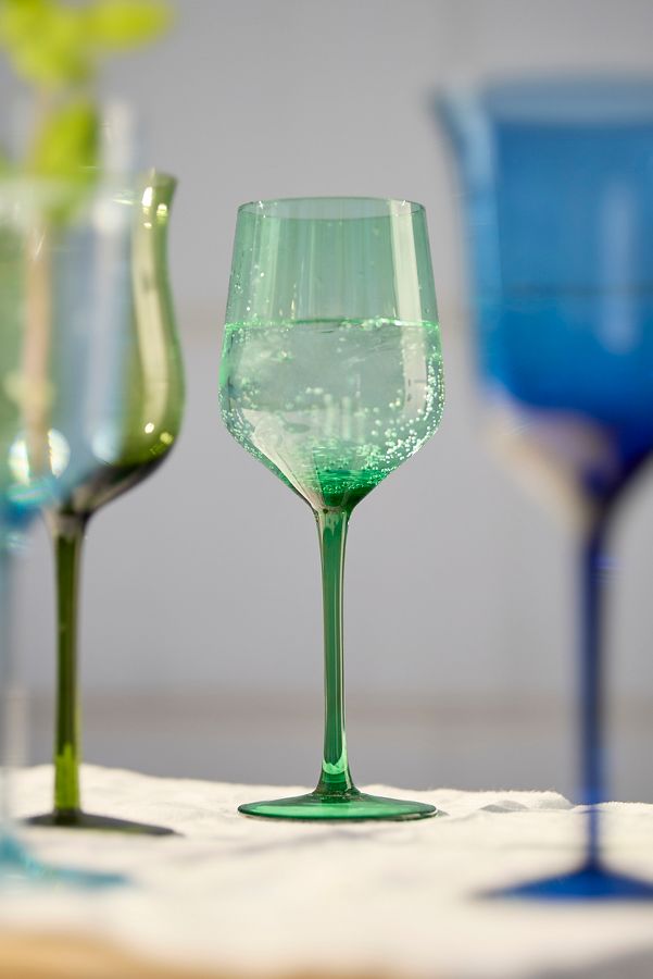 Slide View: 2: Assorted Glass Goblets, Set of 6 Blue + Green