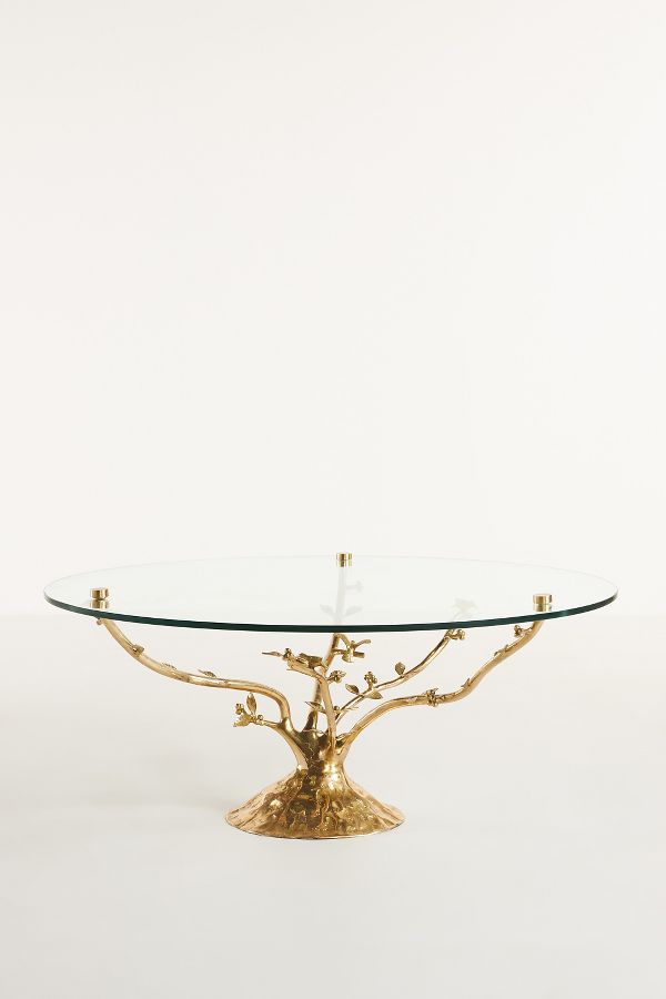 Slide View: 2: Tree Glass Top Coffee Table