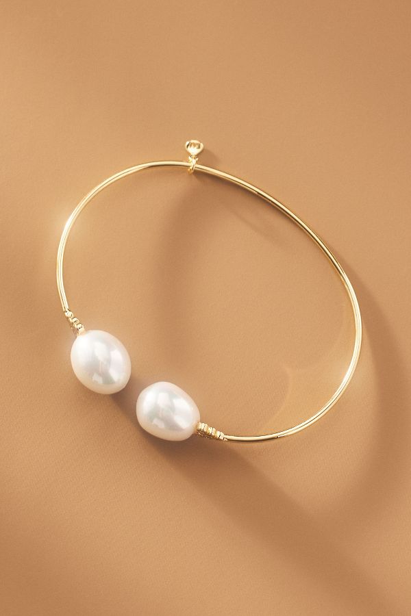 Slide View: 1: Double-Pearl Cuff Bracelet