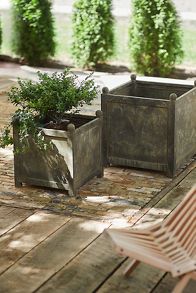 Slide View: 3: Square Galvanized Planter, 18"