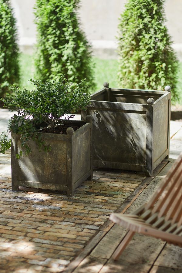 Slide View: 4: Square Galvanized Planter, 22"