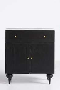 Slide View: 3: Fern Marble-Top Ash Wood Square Sideboard Cabinet