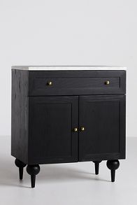 Slide View: 4: Fern Marble-Top Ash Wood Square Sideboard Cabinet