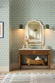 Slide View: 1: Fern Marble-Top Ash Wood Console Table