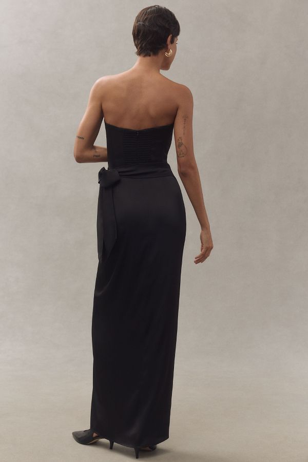 Slide View: 2: V. Chapman June Corset Jacquard Front-Slit Gown