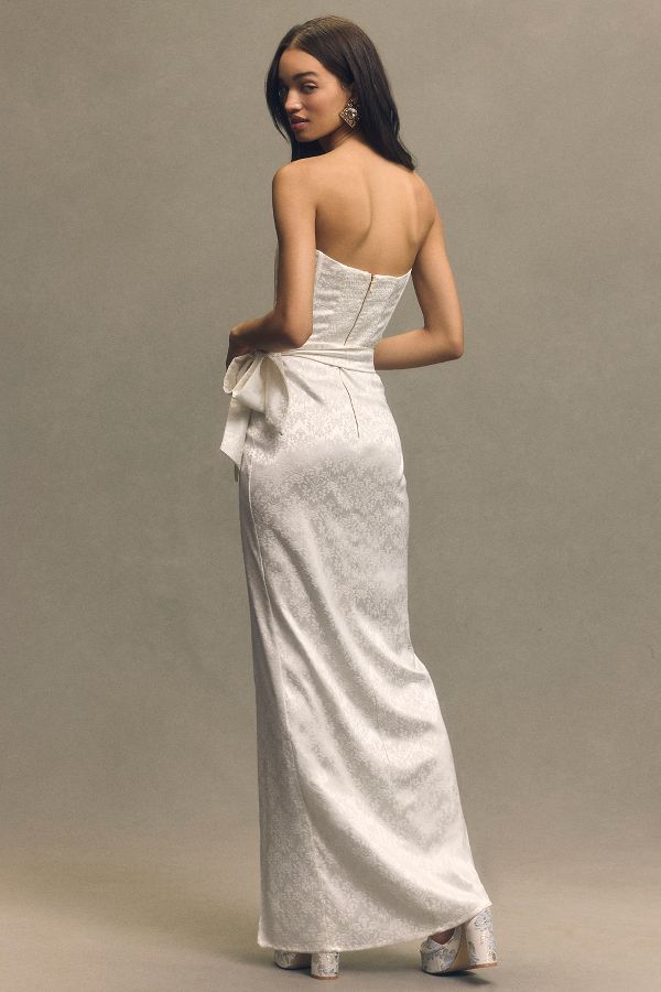 Slide View: 2: V. Chapman June Corset Jacquard Front-Slit Gown