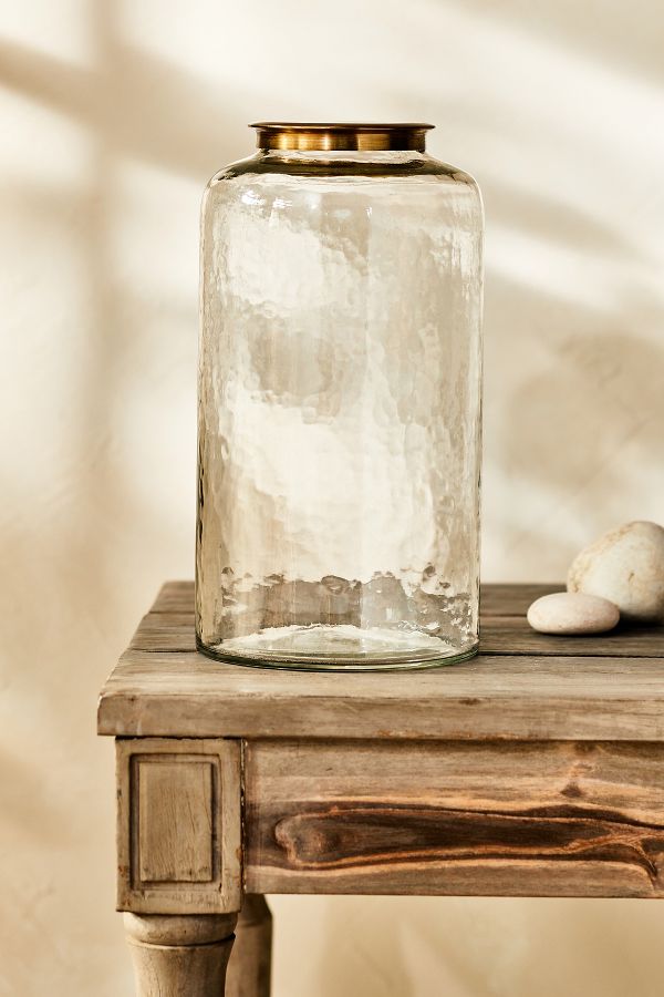 Slide View: 2: Hammered Glass Terrarium with Lid