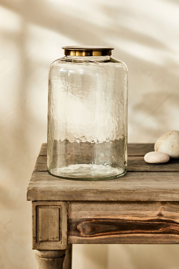 Slide View: 3: Hammered Glass Terrarium with Lid