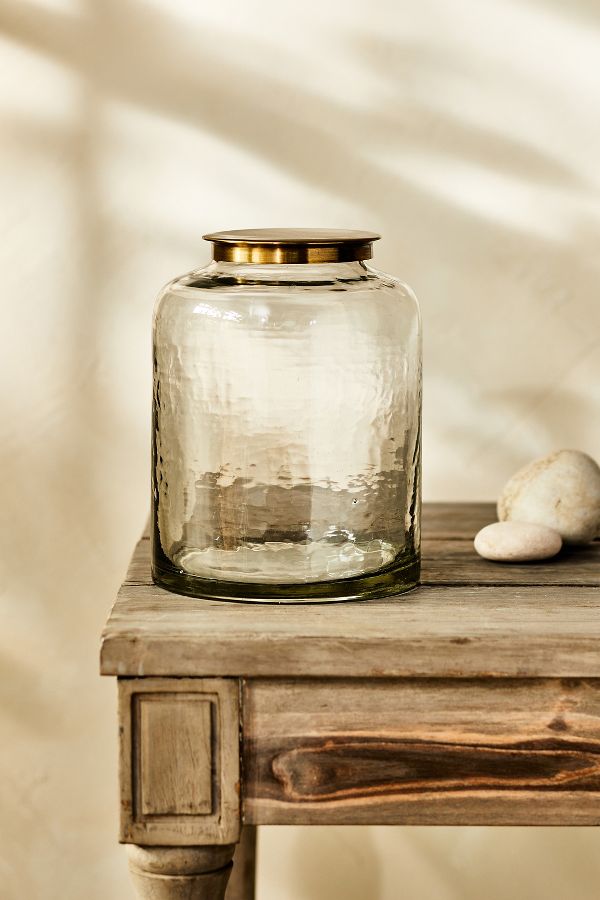 Slide View: 4: Hammered Glass Terrarium with Lid