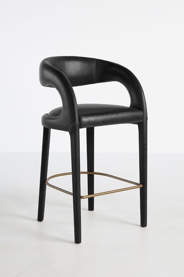 Slide View: 2: Leather Hagen Counter Stool