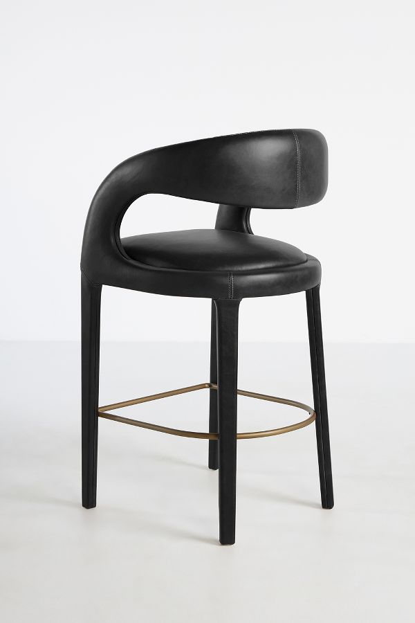 Slide View: 4: Leather Hagen Counter Stool