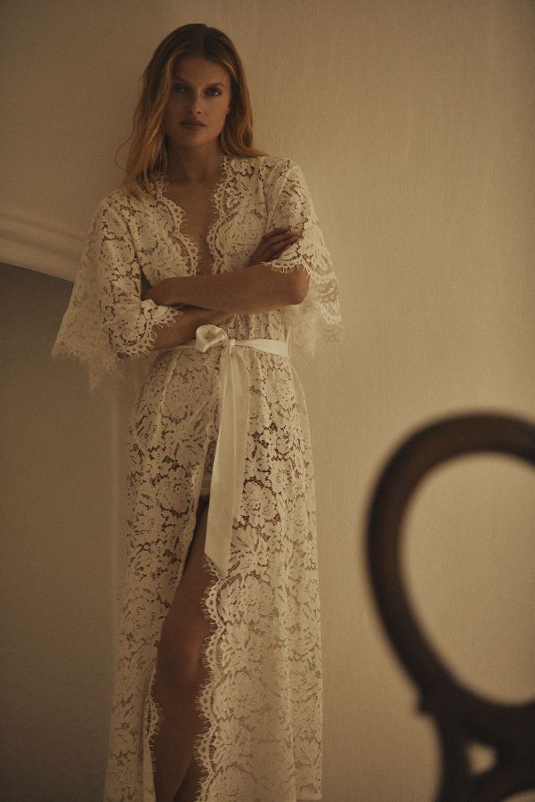 Slide View: 1: Homebodii Saskia Long Lace Robe