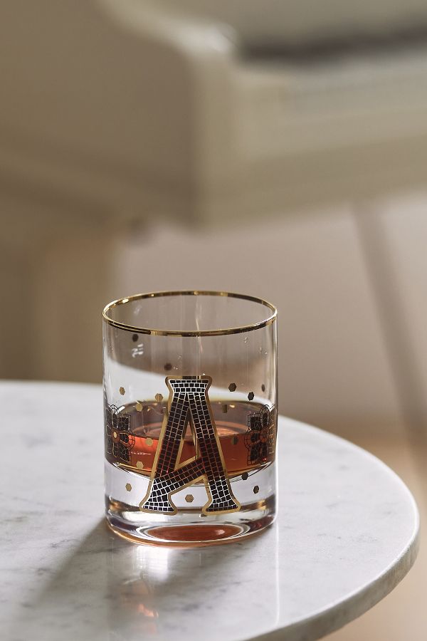 Slide View: 7: The Bistro Tile Monogram Old Fashioned Glass