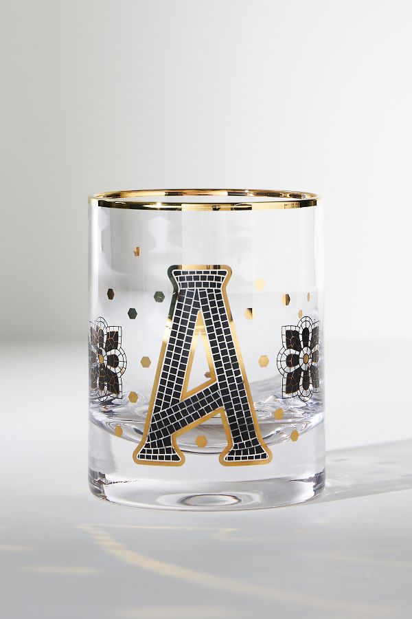 Slide View: 4: The Bistro Tile Monogram Old Fashioned Glass