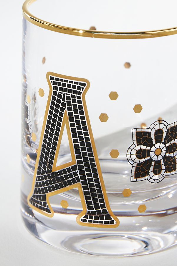 Slide View: 5: The Bistro Tile Monogram Old Fashioned Glass