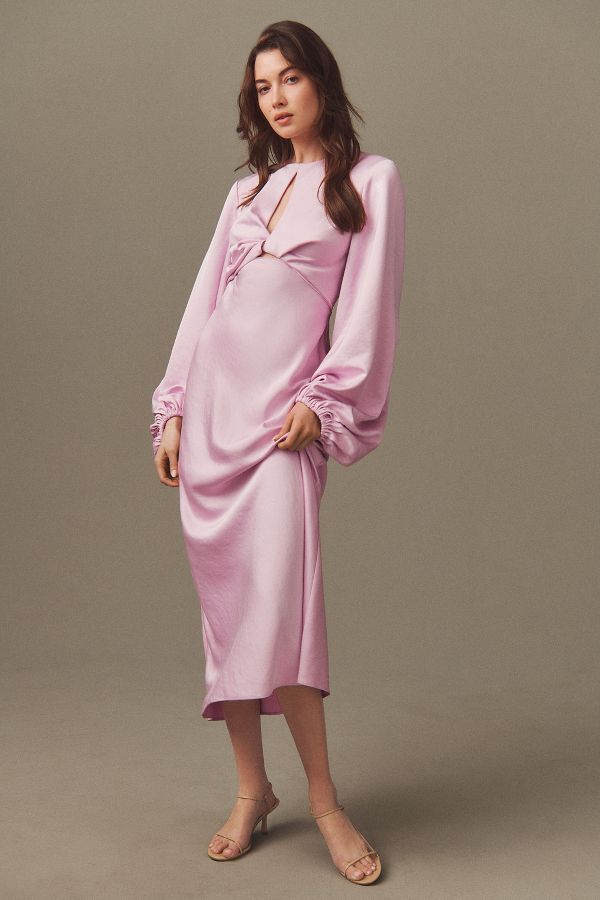 Slide View: 2: Significant Other Demi Backless Long-Sleeve Column Gown