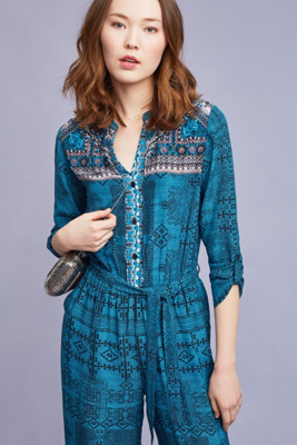 anthropologie blue jumpsuit