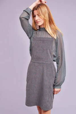 grey cord pinafore dress