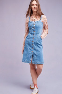 long denim pinafore dress uk