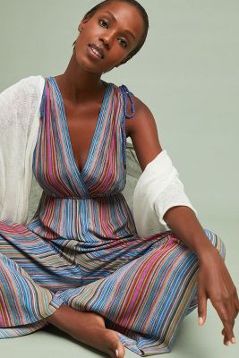 anthropologie striped jumpsuit