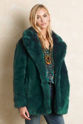 anthropologie faux fur coat