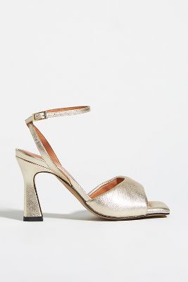 Maeve Puffy Square-Toe Ankle-Strap Heels