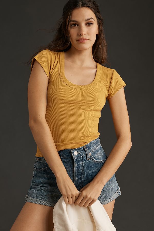 Slide View: 1: By Anthropologie Slim Scoop-Neck Tee